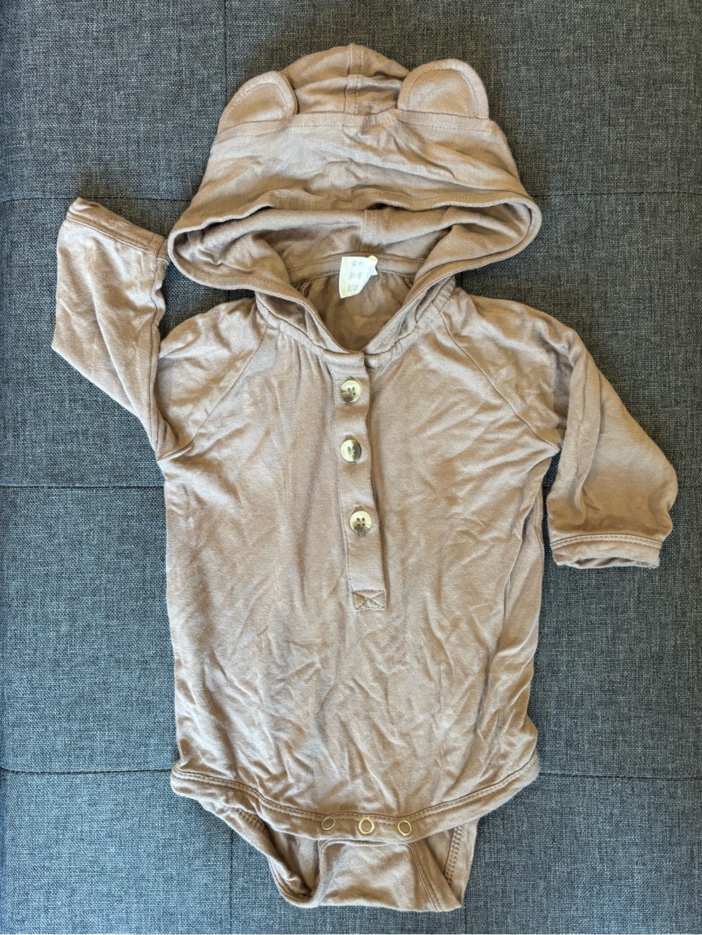 Kate Quinn | Baby Bear Hoodie Bodysuit | Mocha Brown | Bamboo | EUC | 3-6 M